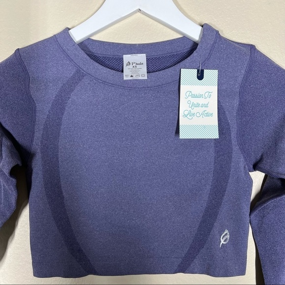 P’tula Invigorate Long Sleeve Cropped Fitted Seamless Workout Shirt NWT XS - Picture 3 of 9